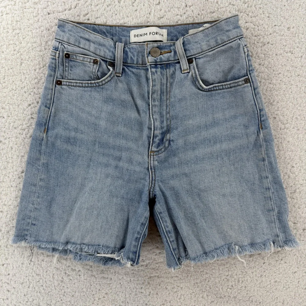 Denim Forum The '50s Arlo Long Shorts Womens 25 Blue Denim Cutoff Aritzia 5